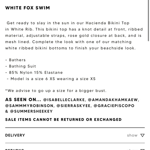 NWT White Fox Boutique Hacienda Bikini Top - Picture 4 of 4